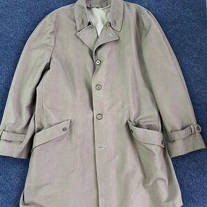 Vintage Canvas Overcoat‎ Mens XLTan Belted Single Breasted Lined Car Coat Winter